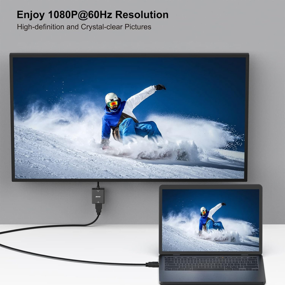 BENFEI B07XZ22KCD 000272BK HDMI Female to VGA Male with 3.5mm Audio Jack, Uni-Directional Adapter Black - Image 7