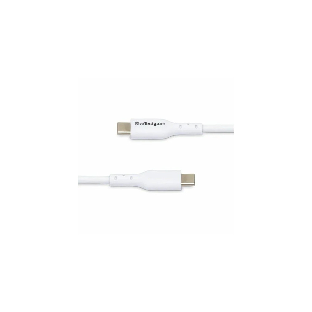 StarTech USB2CC1MNCWHE 1m (3.3ft) White USB-C Charging Cable, USB 2.0 Type-C Laptop Charger Cord, 60W Power Delivery, TPE Jacket, Data Transfer Cable - USB-C Charging Cable supports 60W/3A Power Delivery and 480Mbps; Fast Charge from a USB-C wall charger/