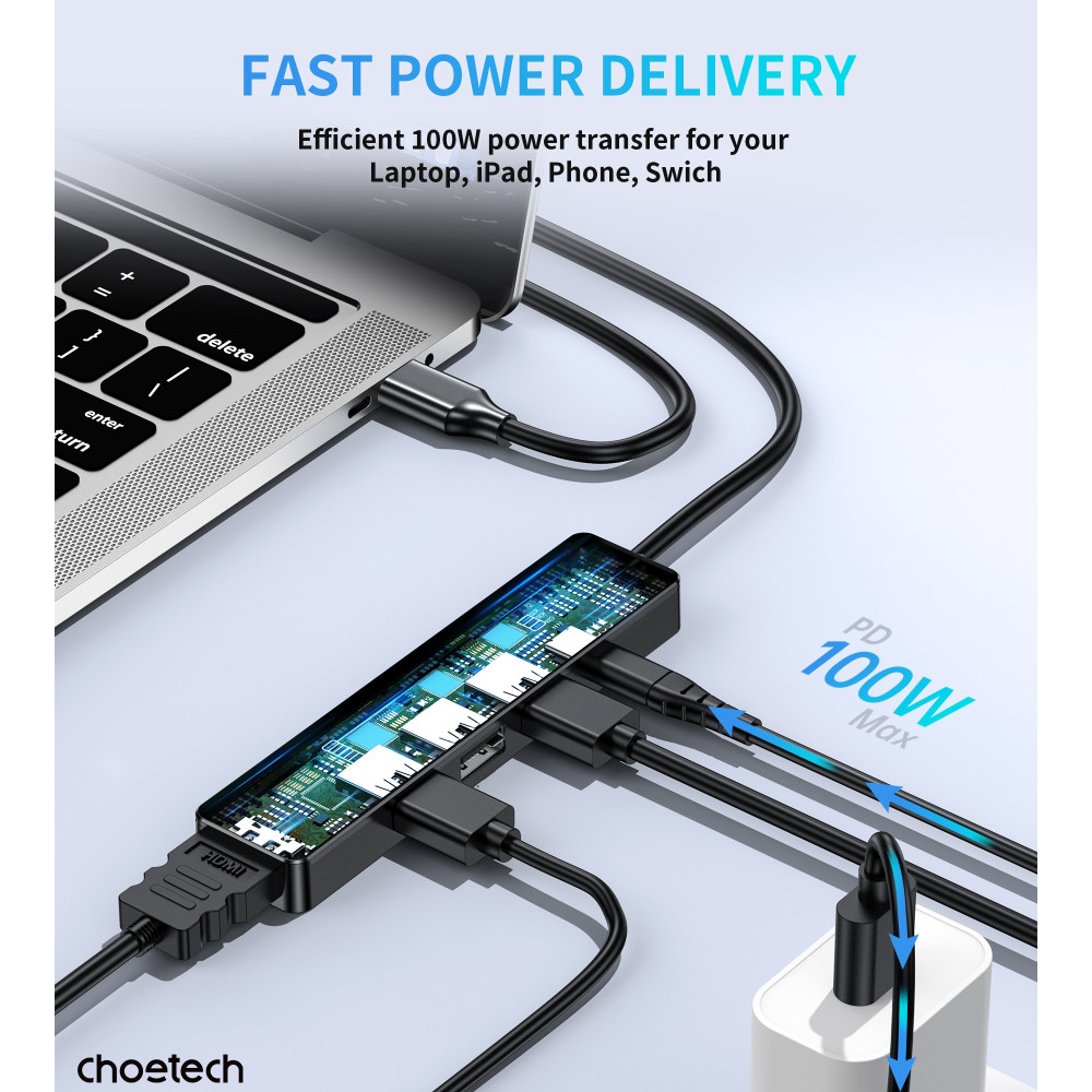 Choetech 6932112110930 HUB-M80 Hub 5-in-1 Multifunctional Hub - Image 5