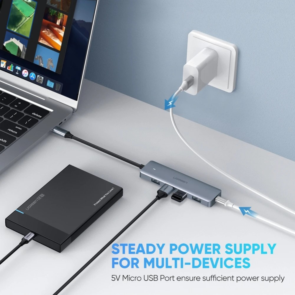 UGREEN 6957303873364 70336 USB Type-C to 4 Port USB 3.0 Hub - Image 3