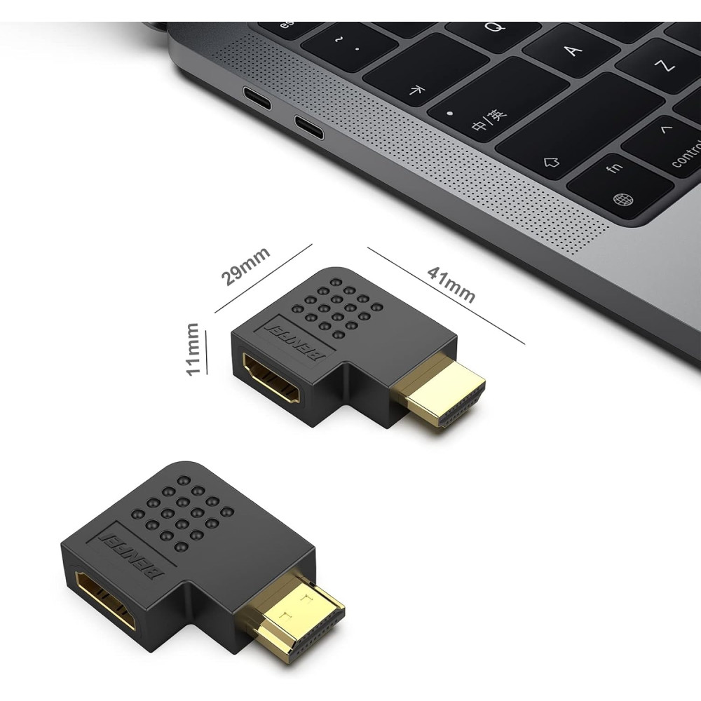 BENFEI B09QHW3PZX 000338BK-2P HDMI Male to Female Right Angle 90 Degree Adapter x 2 Pack - Image 6