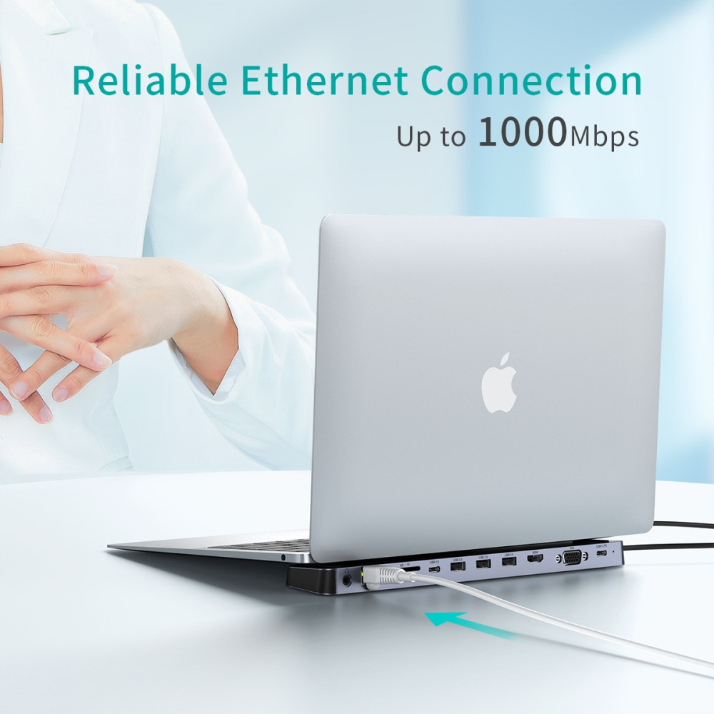Choetech 6971824976175 HUB-M20 11-in-1 USB-C Hub 4K HDMI 100W PD Ethernet Grey Adapter - Image 8