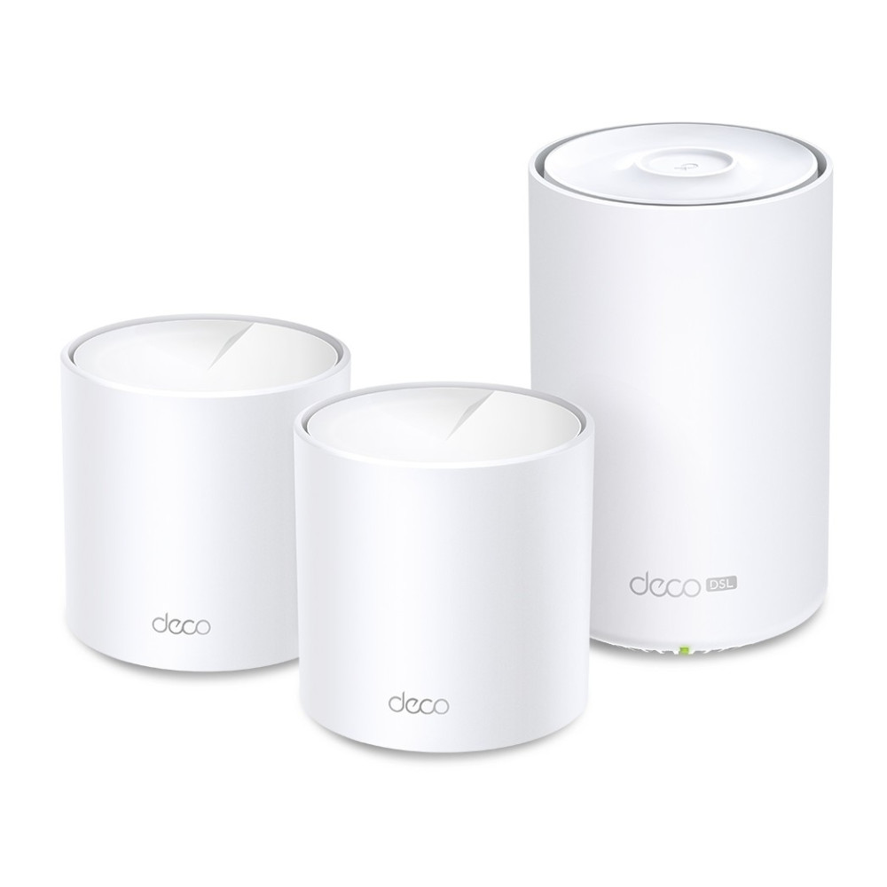 TP-LINK DECO X50-DSL(3-PACK) (E) AX3000 VDSL Whole Home Mesh WiFi 6 Router, 574 Mbps at 2.4 GHz + 2402 Mbps at 5 GHz, VDSL Profile 35b 350/60 Mbps - Image 1