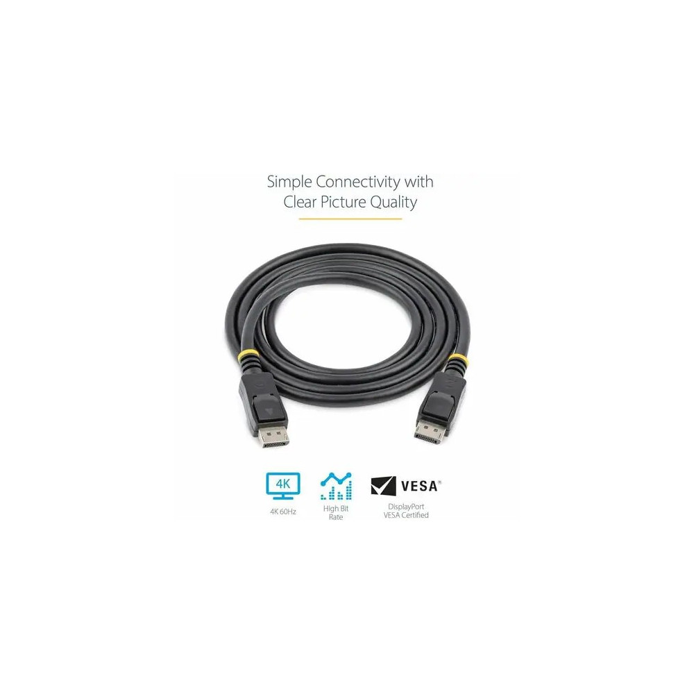 StarTech DISPLPORT6L 6ft (2m) DisplayPort 1.2 Cable, 4K x 2K UHD VESA Certified DisplayPort Cable, DP Cable/Cord for Monitor, w/ Latches - Cable for Audio/Video Device, Monitor, Workstation, Projector - First End: 1 x 20-pin DisplayPort 1.2 Digital Audio/