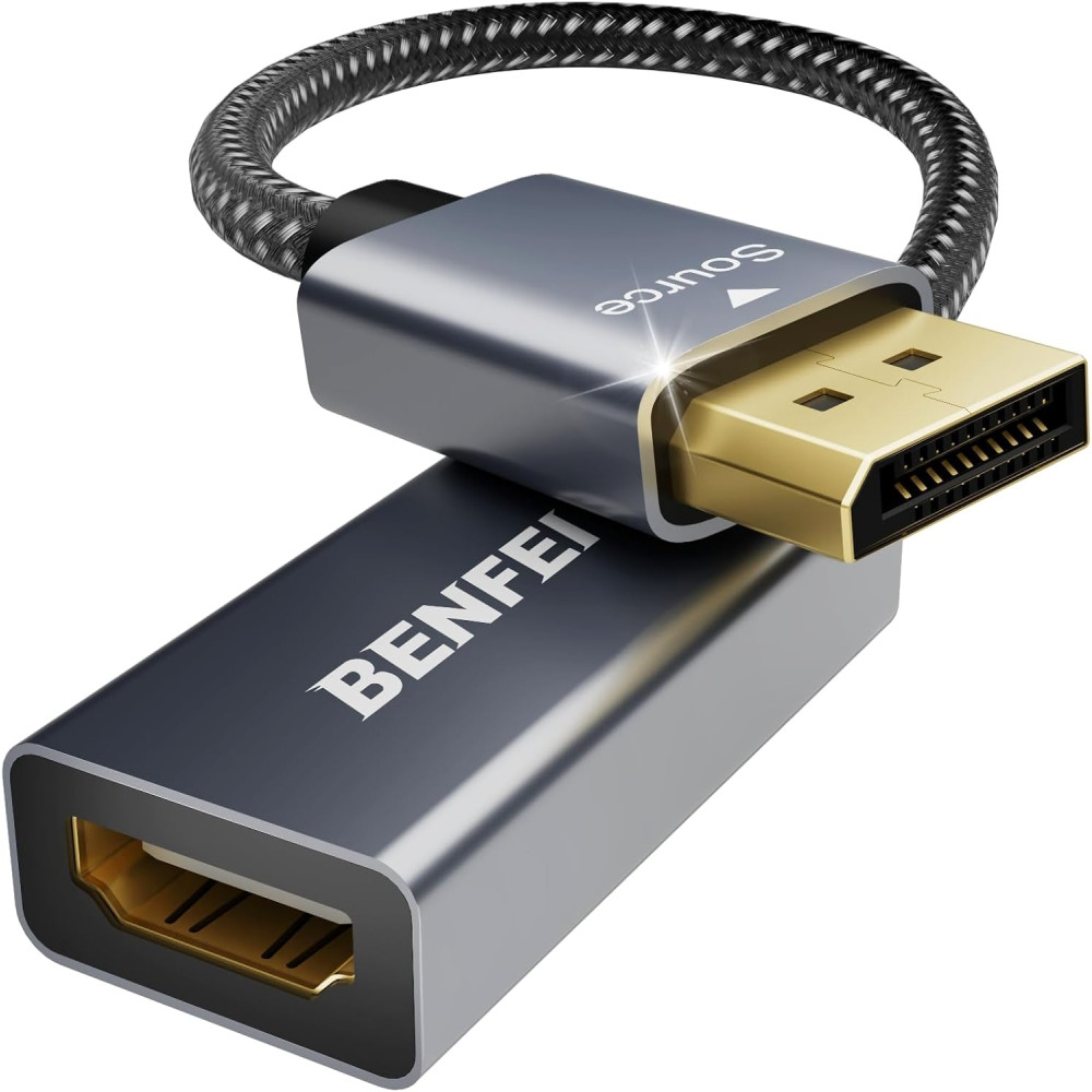 BENFEI B07JFTK8YV 000218GY 4K DisplayPort to HDMI Adapter Uni-Directional Aluminum Shell, Nylon Braided - Image 1