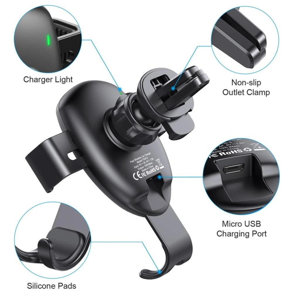 Choetech 6971824975574 T536-S Phone Holder Fast Wireless Charging Car Mount (Not suitable for i-phone Pro Max) - Image 2