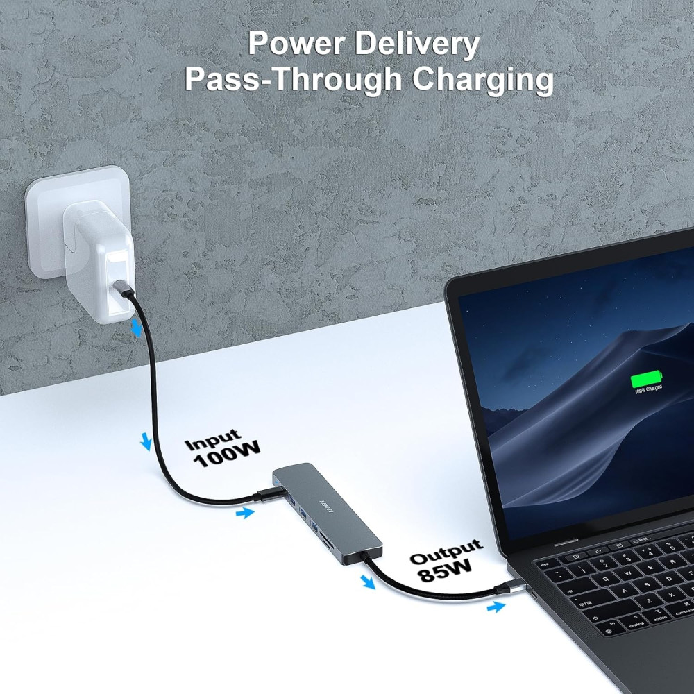 BENFEI 6971785943032 000307GY USB-C 7in1 Multi-port HUB with USB-C to HDMI, SD/TF Card Reader/3*USB 3.0/60W PD - Image 7