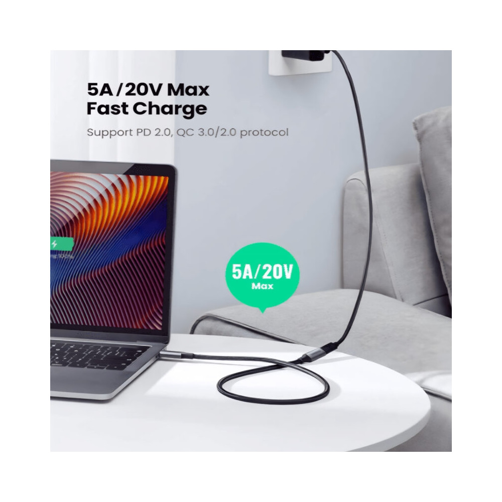 Choetech 6932112109064 XCC-1039 240W USB-C Extension Cable 10Gbps PD Fast Charging 2M Black - Image 9
