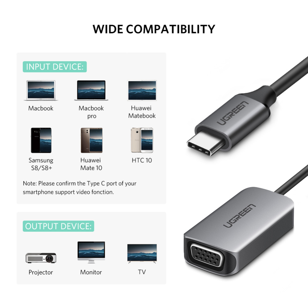 UGREEN 6957303853168 50316 USB-C male to VGA Female Adapter Silver - Image 2