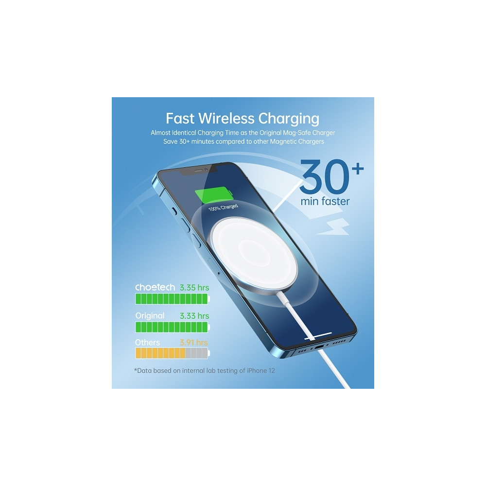 Choetech 6932112100160 MQ00117-SL (T517+AC) 15W MagLeap Magnetic Wireless Charger + AC - Image 4