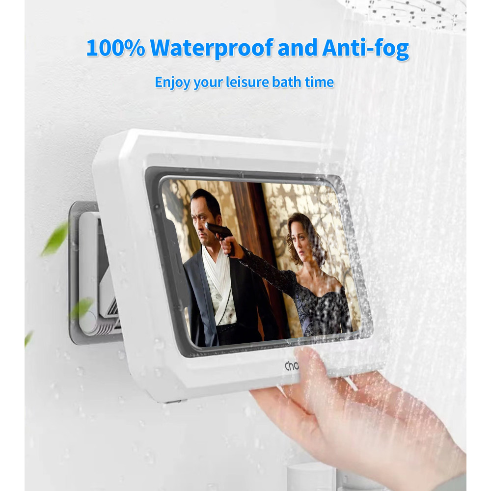 Choetech 6932112103765 WPC008 IPX7 Waterproof Phone Holder for Shower Bathroom 6.7" White - Image 4
