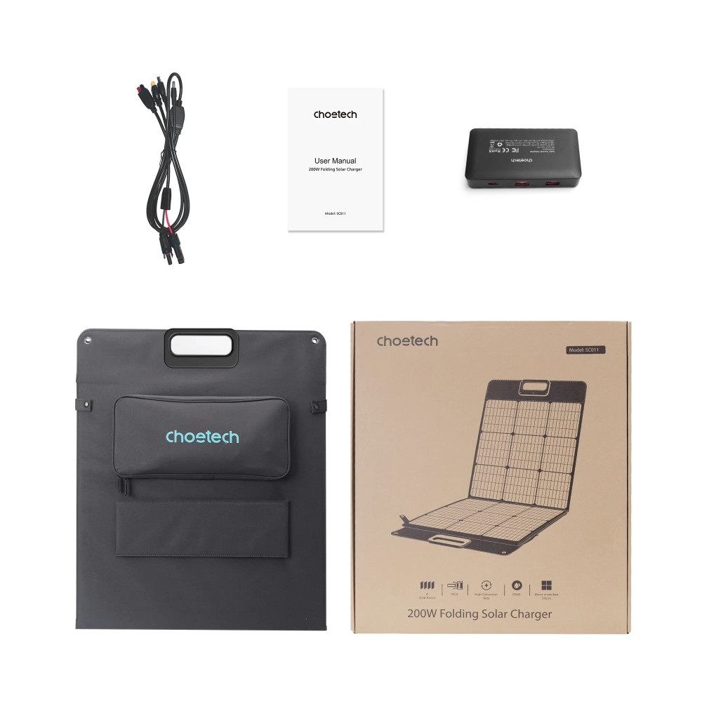 Choetech 6932112103697 SC011-V2 200W Foldable Solar Charger DC + USB-C + 2x USB 3.0 - Image 6