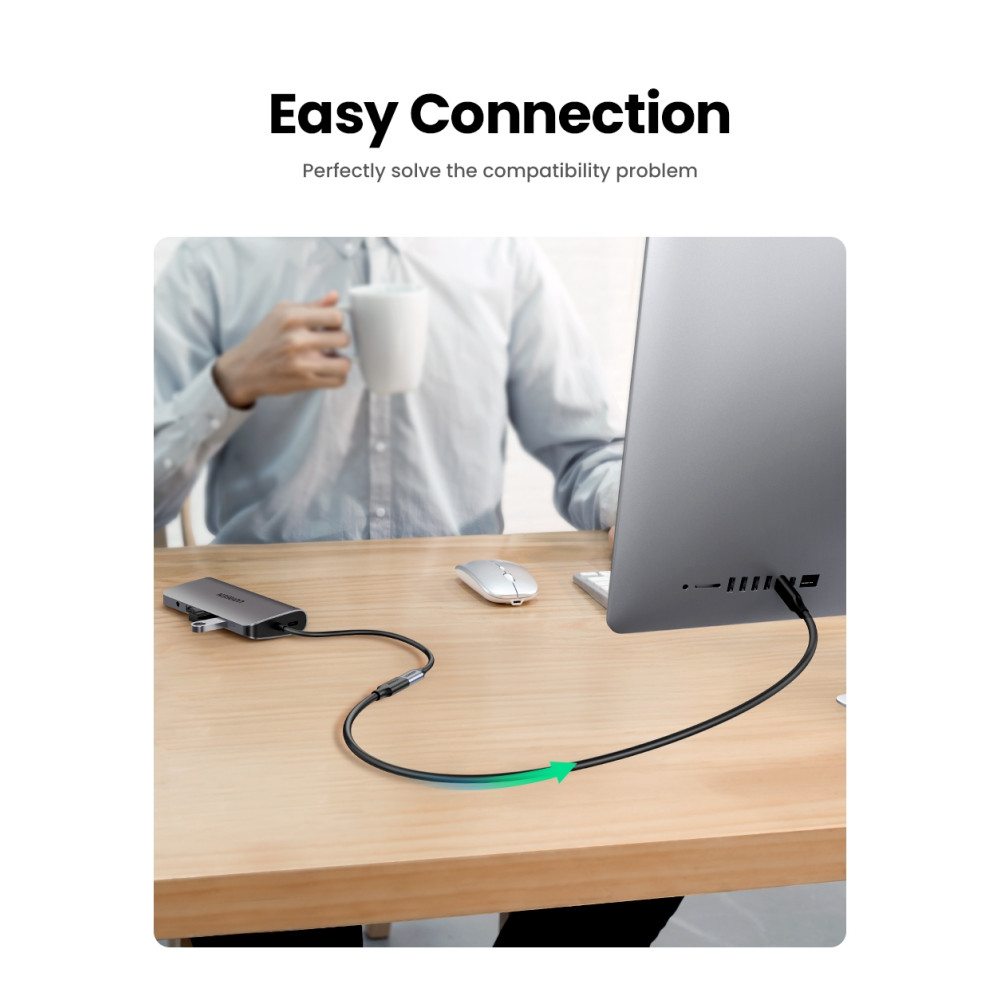 UGREEN 6957303813872 10387 USB-C PD100W / Thunderbolt3 Male to Female Extension Cable 1m (Black) - Image 9