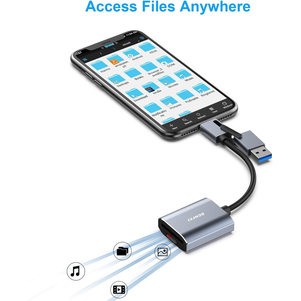BENFEI B0BYV19KMM 000271GY USB-C + USB-A to SD / TF Card Reader - Image 5