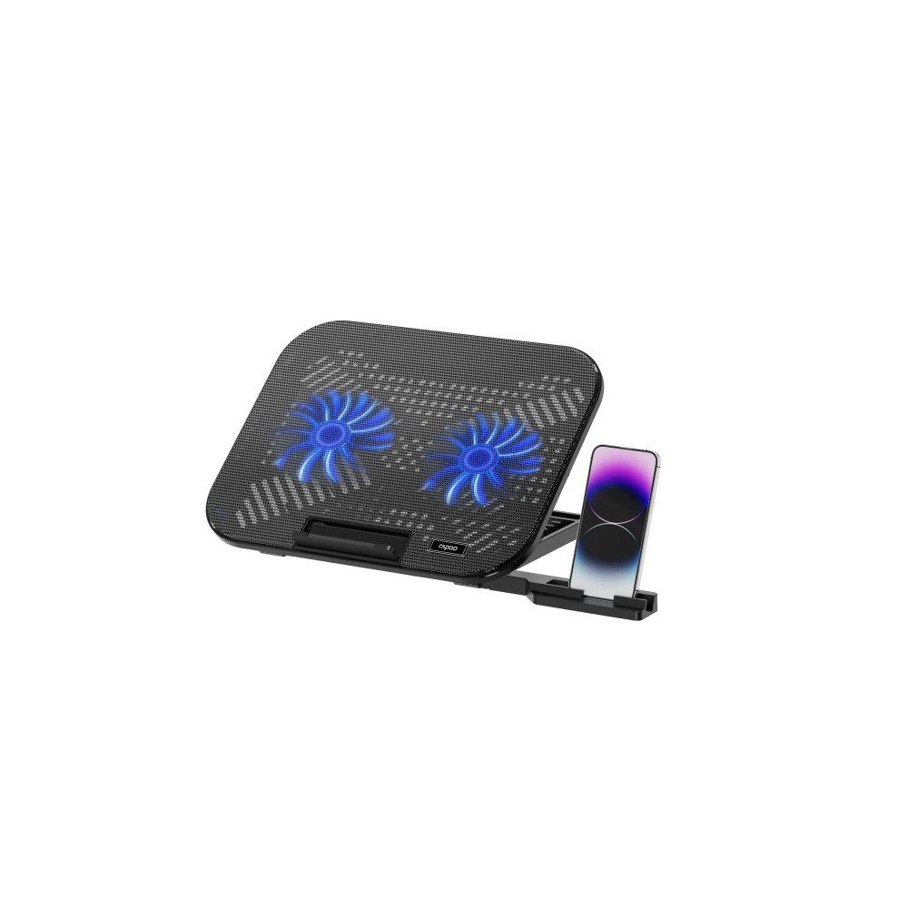 Rapoo CF200. BLACK Laptop Cooling Pad CF200, 2 High-Efficiency Cooling Fans, 6 Adjustable Angles, Multi-Functional & Versatile - Image 1