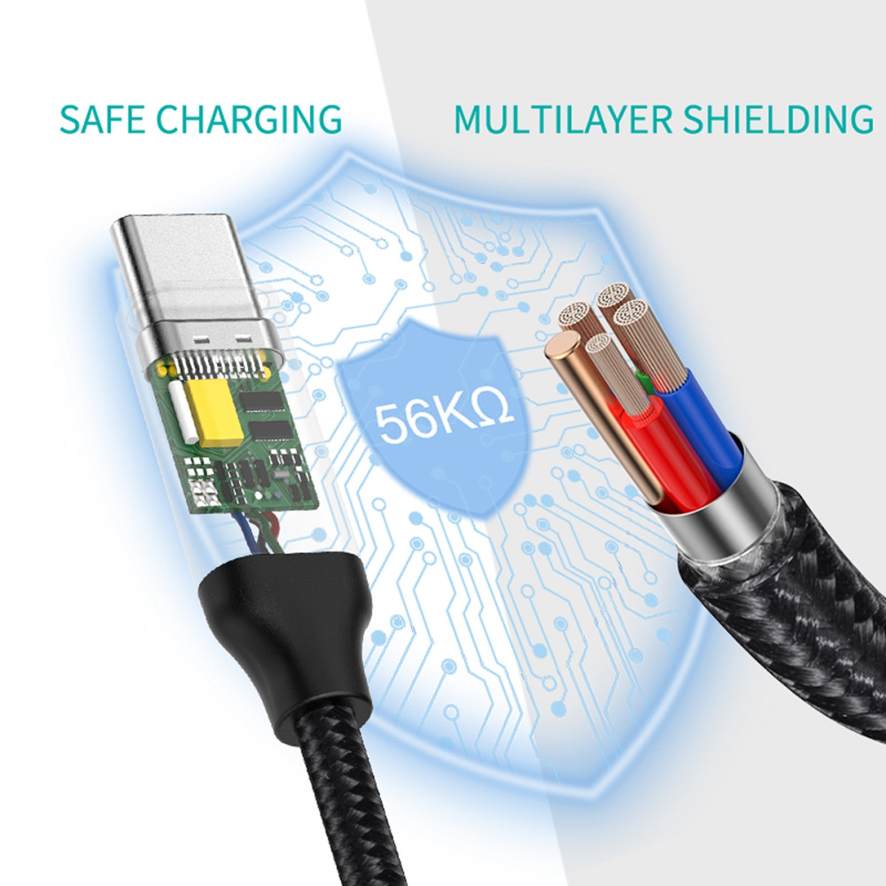 Choetech 6971824971293 AC0007 USB3.0 to USB-C 5V/3A 60W Braided Cable 1M - Image 6