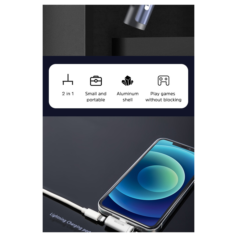 KIVEE 6941256113219 AD11 - 2 in 1 Lightning to Lightning Adapter Jack Phone Call Support - White - Image 4