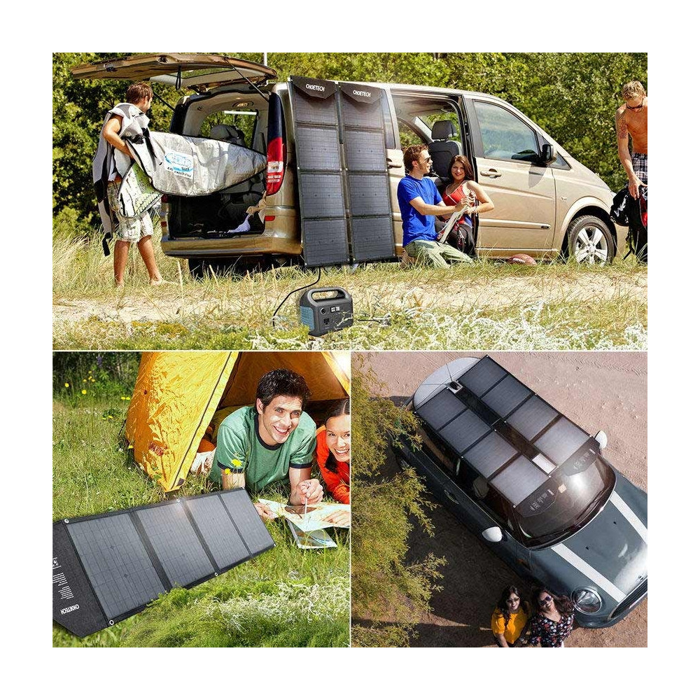 Choetech 6971824975659 SC007 80W Solar Charger USB-C PD 30W 18V Dual USB output + DC Portable Solar Panel Charger - Image 7