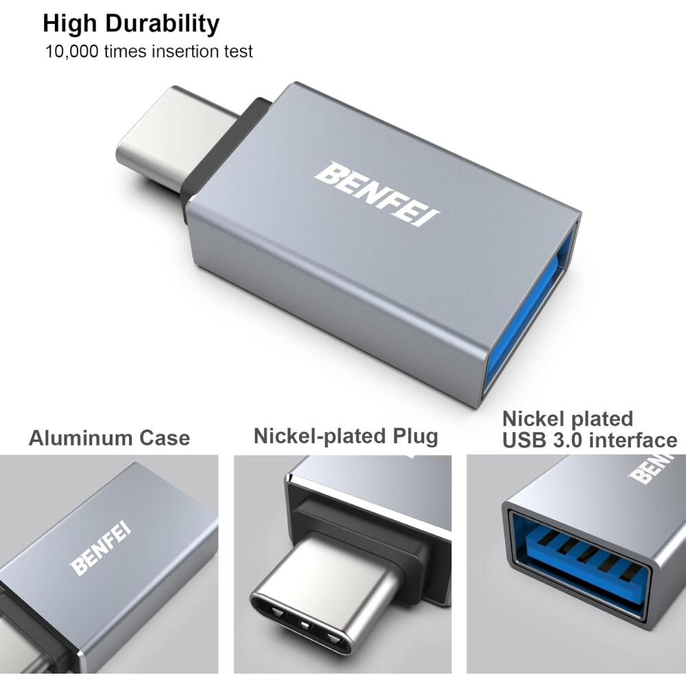 BENFEI B07X5V3XGZ 000191GY-1P USB C to A Male to Female Adapter Compatible with MacBook / Samsung Galaxy / Google Pixel, Nexus, and More - Image 2