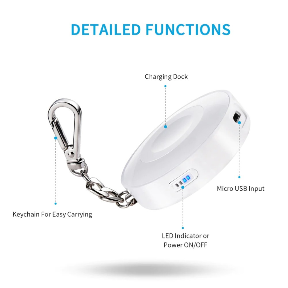 Choetech 6971824970227 T313 MFi 900mAh Magnetic Wireless Charger for Apple Watch Key-chain (White) - Image 3