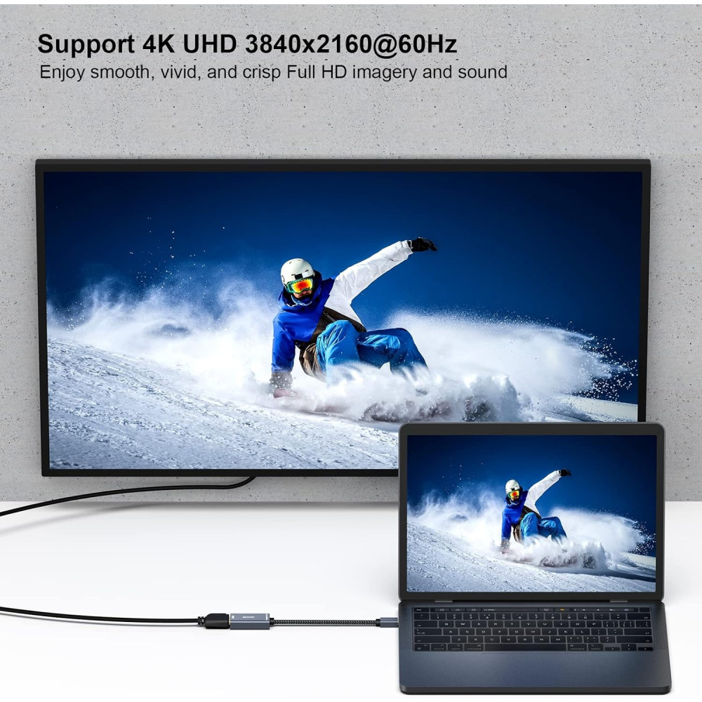 BENFEI B07ZNH35M5 000287GY Mini DP to HDMI 4K@60Hz Adapter (Thunderbolt Compatible) - Image 5