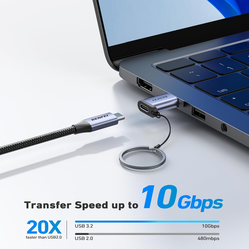 BENFEI 6971785944459 000407GY USB-A3.0 to USB-C Adapter Male to Female Supporting 5V 3A Charging and 10Gbps Data Transmit - Image 6