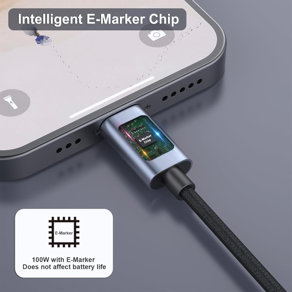 BENFEI B0D6TWHND8 000351SL-2M 100W USB-C to USB-C Fast Charging Cable Aluminum Shell Tangle-Free Silicone for I-phone 15 /16 /17 and Samsung 2M - Image 5