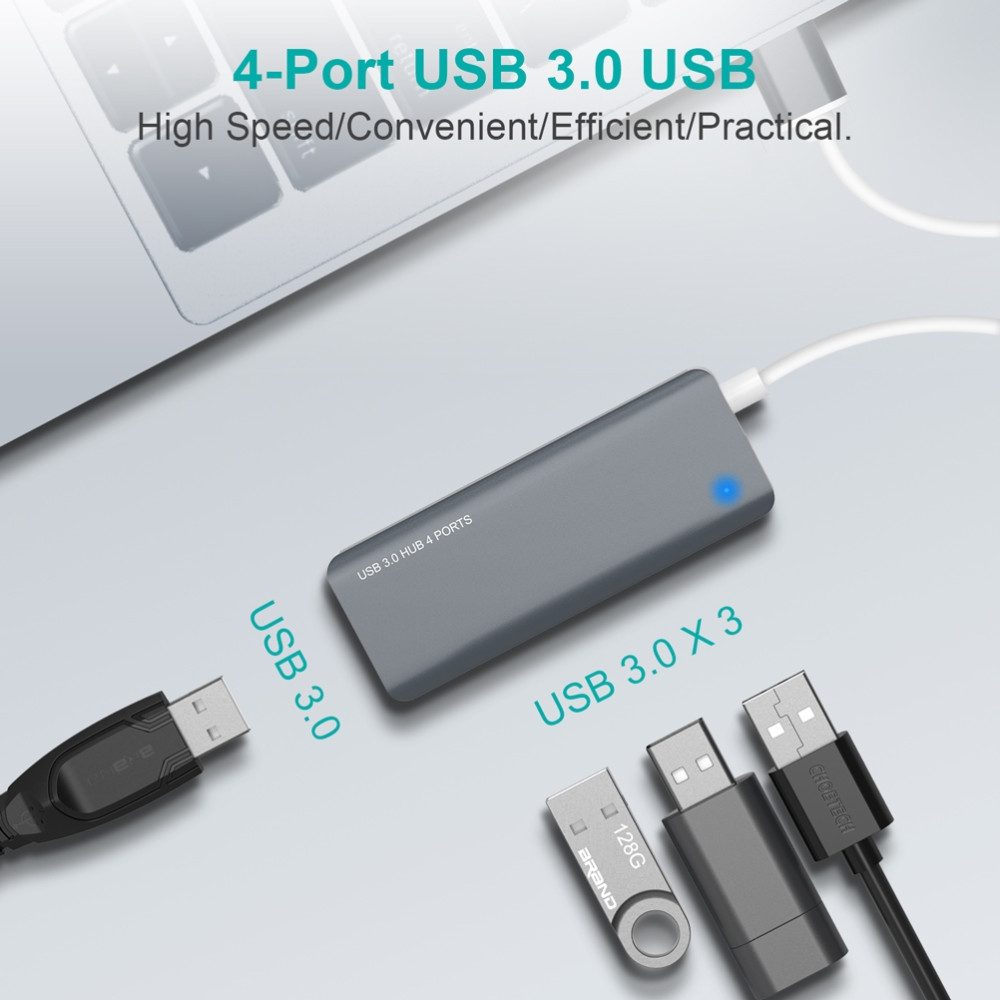 Choetech 6932112102645 HUB-U03 Ultra Mini USB3.0 to 4 * USB 3.0 port Hub - Image 4