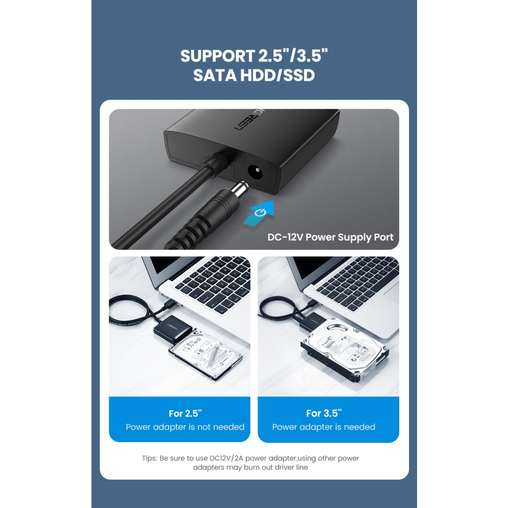 UGREEN 6957303865611 60561 SATA to USB 3.0 Adapter Cable with UASP SATA III to USB Converter