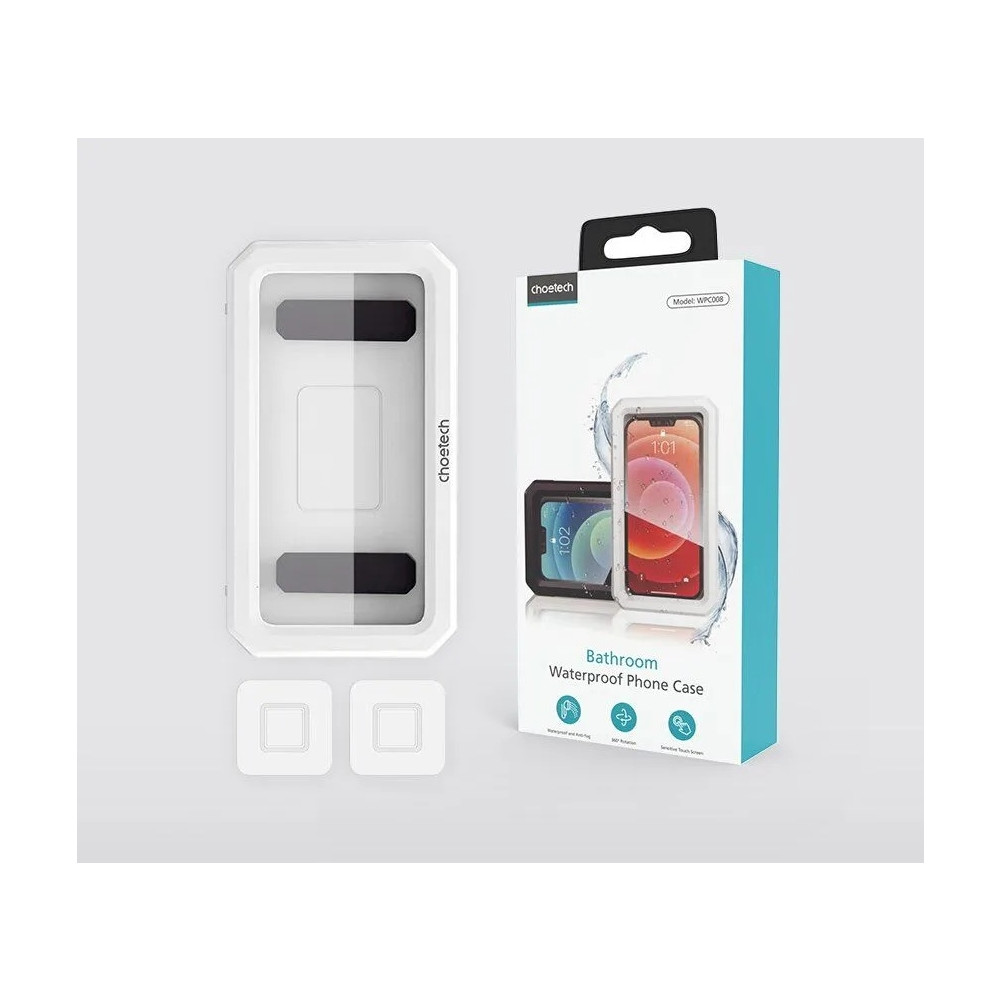 Choetech 6932112103765 WPC008 IPX7 Waterproof Phone Holder for Shower Bathroom 6.7" White - Image 2