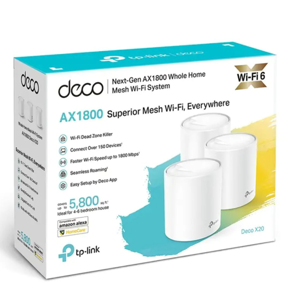 TP-LINK DECO X20(3-PACK) AX1800 Whole Home Mesh Wi-Fi System, Up To 530 sqm Coverage, WIFI6,1201Mbps @ 5Ghz, 574Mbps @ 2.4 GHz OFDMA, MU-MIMO (WIFI6) - Image 1