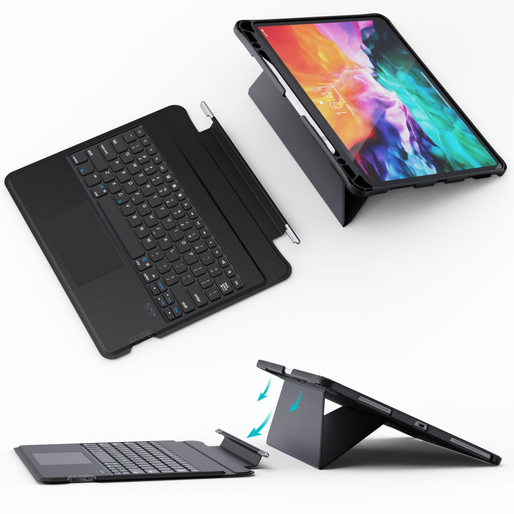 Choetech 6932112101723 BH-015-BK Bluetooth Keyboard Case with Touchpad and backlight for iPad Pro 12.9" Black - Image 6