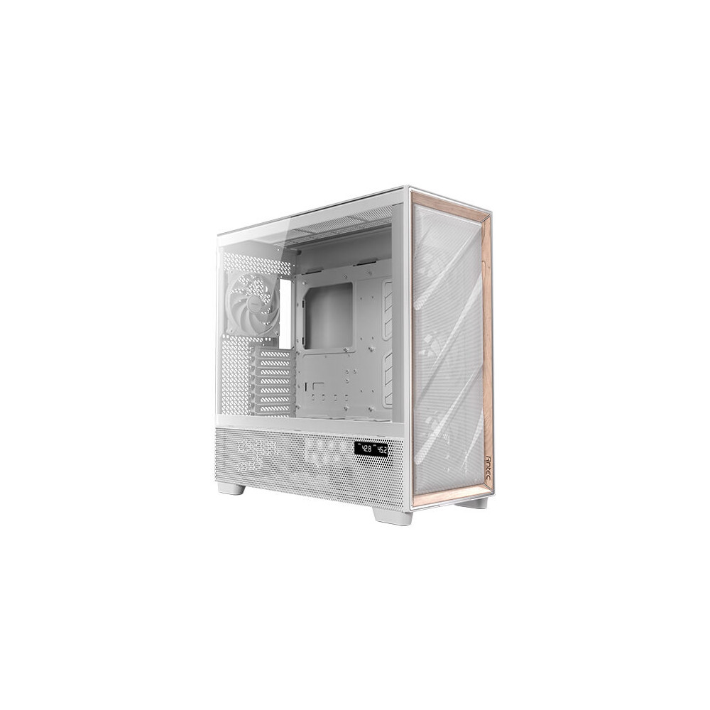 Antec FLUX PRO WHITE EUV Flux Pro EUV - White, Full Tower, E-ATX/ATX/Micro-ATX/ITX, Tempered Glass, Wood Front, USB-C, 6× PWM Fans, 2Yr Wty - Image 1