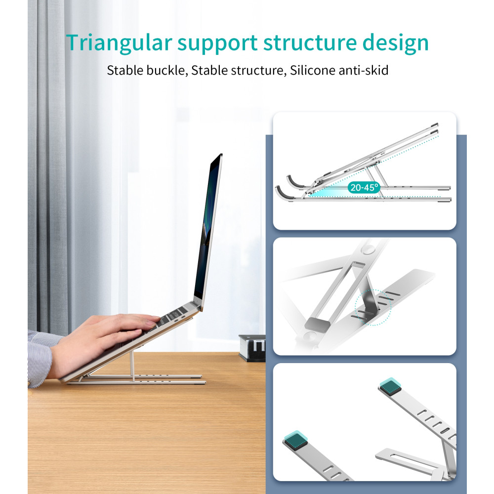 Choetech 6971824978896 H045-SL Aluminum Foldable Laptop Stand - Image 4