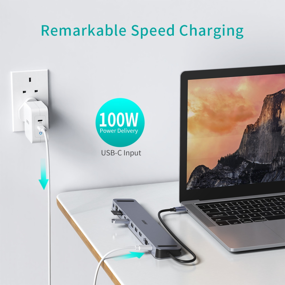Choetech 6971824976175 HUB-M20 11-in-1 USB-C Hub 4K HDMI 100W PD Ethernet Grey Adapter - Image 6