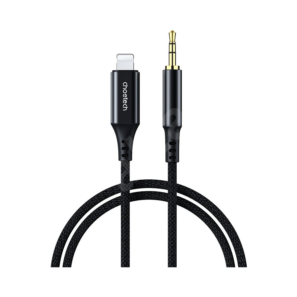 Choetech 6932112103109 AUX007 Lightning male to 3.5mm Male Audio Braided cable 1M - Black - Image 1