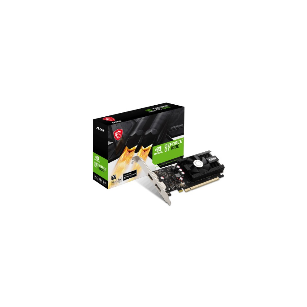 MSI GEFORCE GT 1030 4GD4 LP OC nVidia Video Card, PCI-e 3.0, 1430 MHz Boost Clock, 1x HDMI 2.0, 1x 1.4a - Image 1