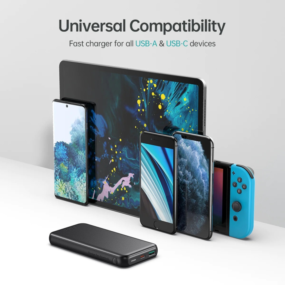 Choetech 6932112101174 B627 10000mAh PD 20W + QC Power Bank | 0.5M USB-C to USB-C Cable | Black - Image 7