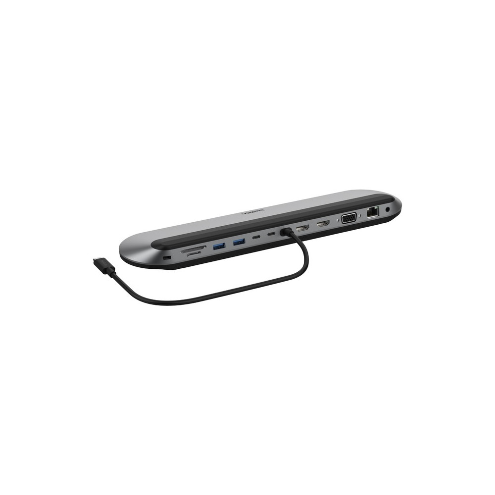 Belkin INC014BTSGY Connect Universal USB-C 11-in-1 Pro Dock+USB-C Cable(13.7')- Grey,100W PD,3xDisplay,4K@60Hz,10Gbps,2xUSB-A,1xUSB-C,2 Year Warranty - Image 1