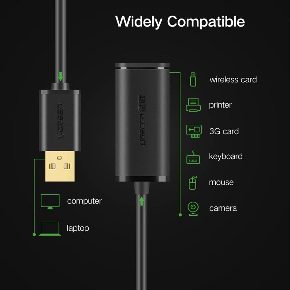 UGREEN 6957303813216 10321 USB 2.0 Active Extension Cable with Chipset 10m (Black) - Image 4