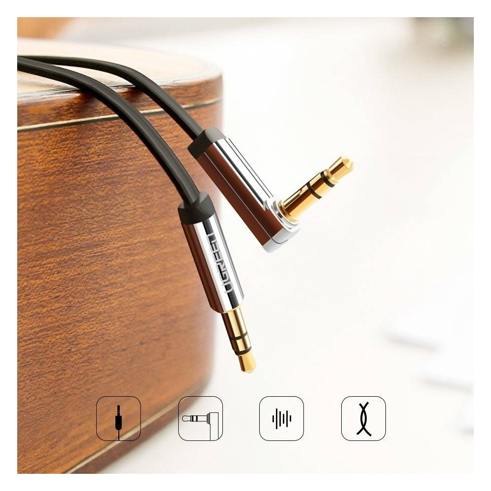 UGREEN 6957303817283 10728 3.5mm Male to 3.5mm Right Angle 3.5mm Aux Cable 3m (Black) - Image 3