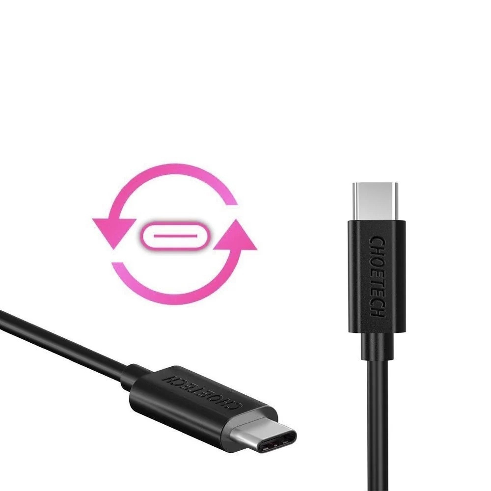 Choetech 6971824971507 CC0002 USB-c to USB-C Cable USB3.1 3A 60W 1M Black - Image 2