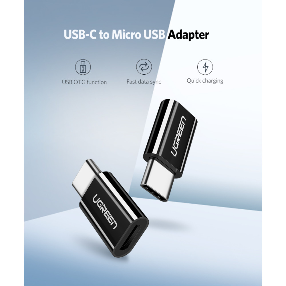 UGREEN 6957303838653 30865 USB 3.1 Type C to Micro USB Adapter - Black - Image 1