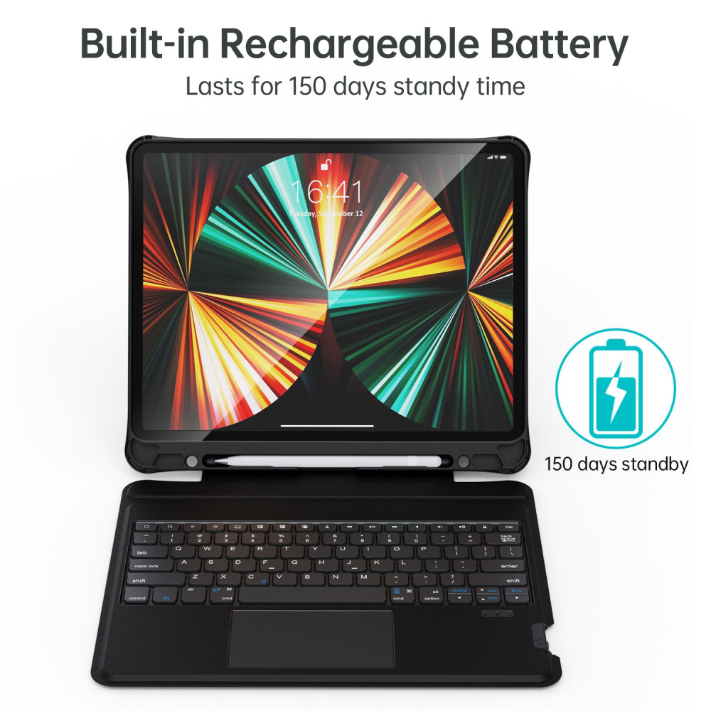 Choetech 6932112101723 BH-015-BK Bluetooth Keyboard Case with Touchpad and backlight for iPad Pro 12.9" Black - Image 3