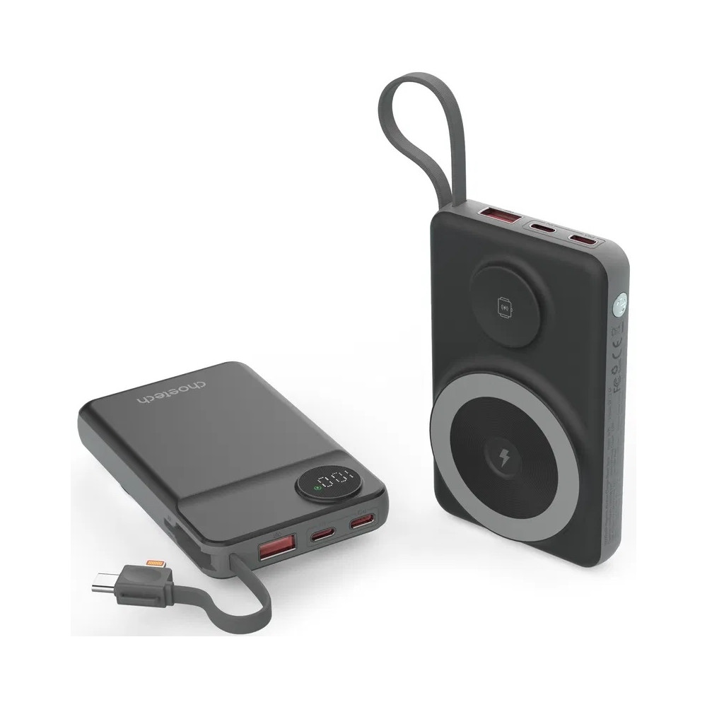 Choetech 6932112107763 B695-BK 10000mAh 22.5W USB-A + USB-C x 2 + MagLeap Wireless Charge Power Bank - Image 4