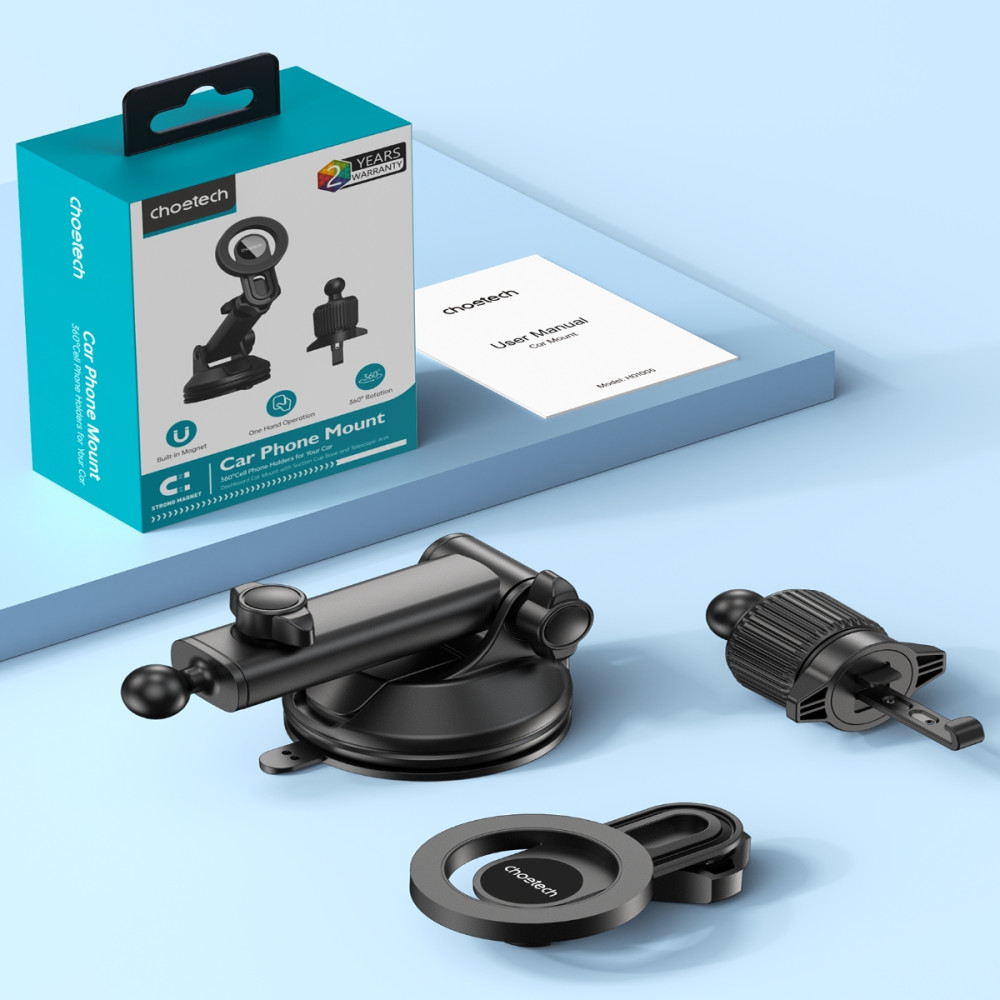 Choetech 6932112110770 H01005 Magnetic Car Mount – 360° Rotation, Telescopic Arm, for SUVs - Image 4