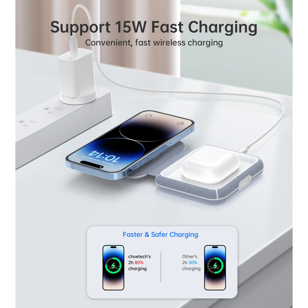 Choetech 6932112105325 T323 2 in 1 Magsafe&MFI Wireless Charger - Image 7