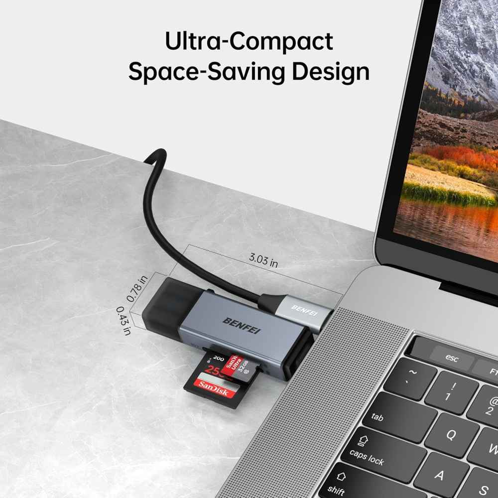 BENFEI B0D9K82TNL 000381GY USB-C+USB-A to SD/TF Card Reader for I-phone15/16, Mac, I-pad, Surface Book 3 and PC - Image 5