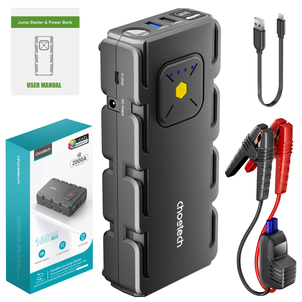 Choetech 6932112109576 TC0009 16000mAh Portable Car Jump Starter with Emergency Light - Image 9
