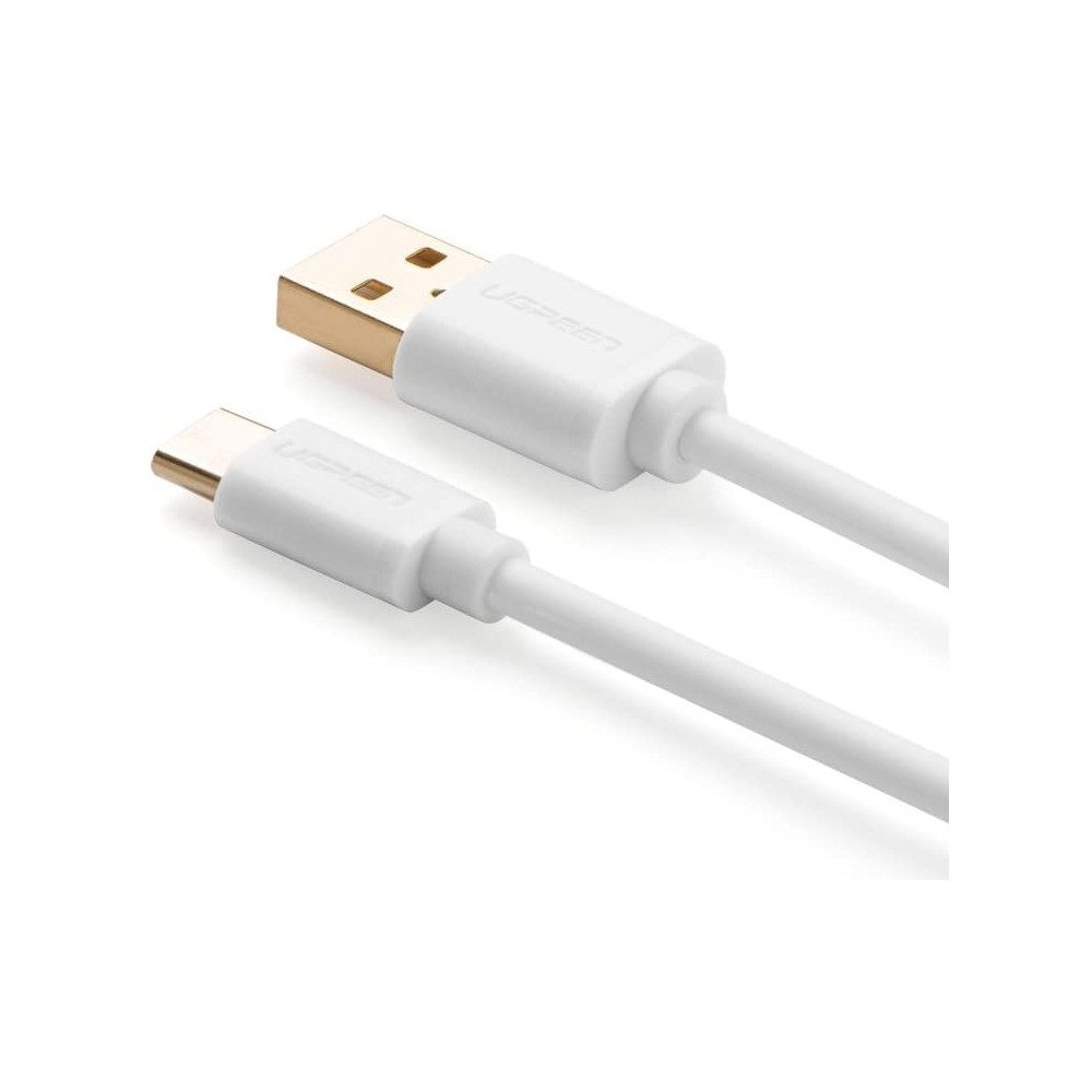 UGREEN 6957303831654 30165 Gold Plated USB 2.0 Type A Male to Reversible Type-C Male Charge & Sync Cable White 1M - Image 3